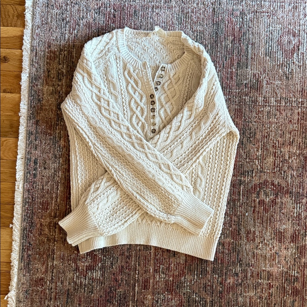 Sezane Cream Fisherman Sweater